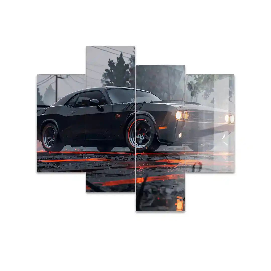 Cuadro de Metacrilato Dodge Challenger Negro | Decoración de Coches