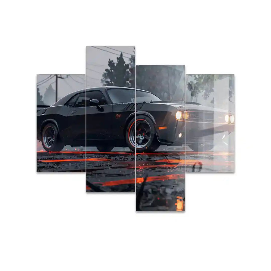 Cuadro de Metacrilato Dodge Challenger Negro | Decoración de Coches