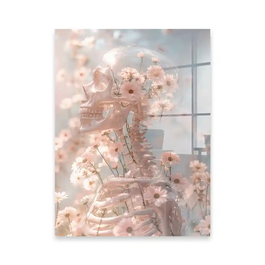 Cuadro Póster Floral Skeleton | Esqueleto entre Margaritas