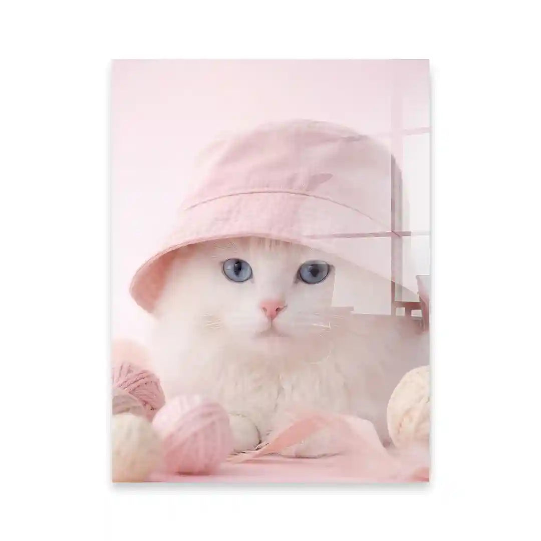 Cuadro Gatito Rosa Pastel | Ternura Tejida
