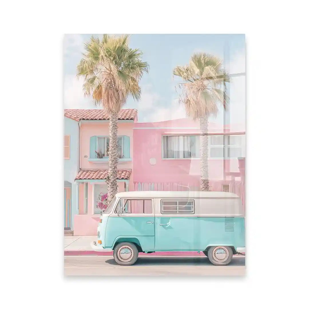 Cuadro Póster Pastel California | Vintage Van