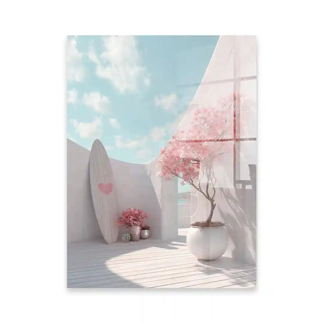 Cuadro Póster Surf Rosa | Pink Summer