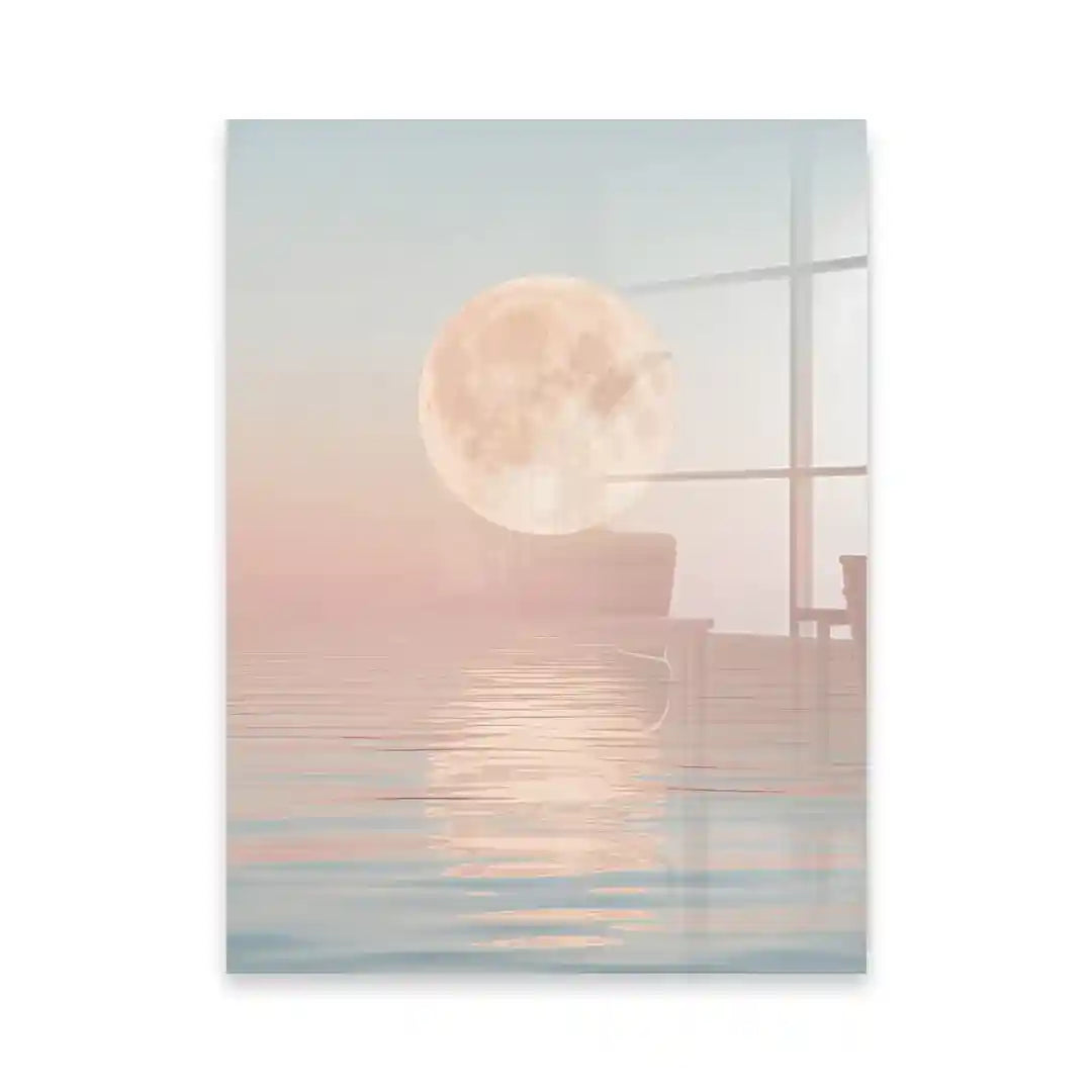 Cuadro Póster Luna Rosa sobre el Mar | Moonlight