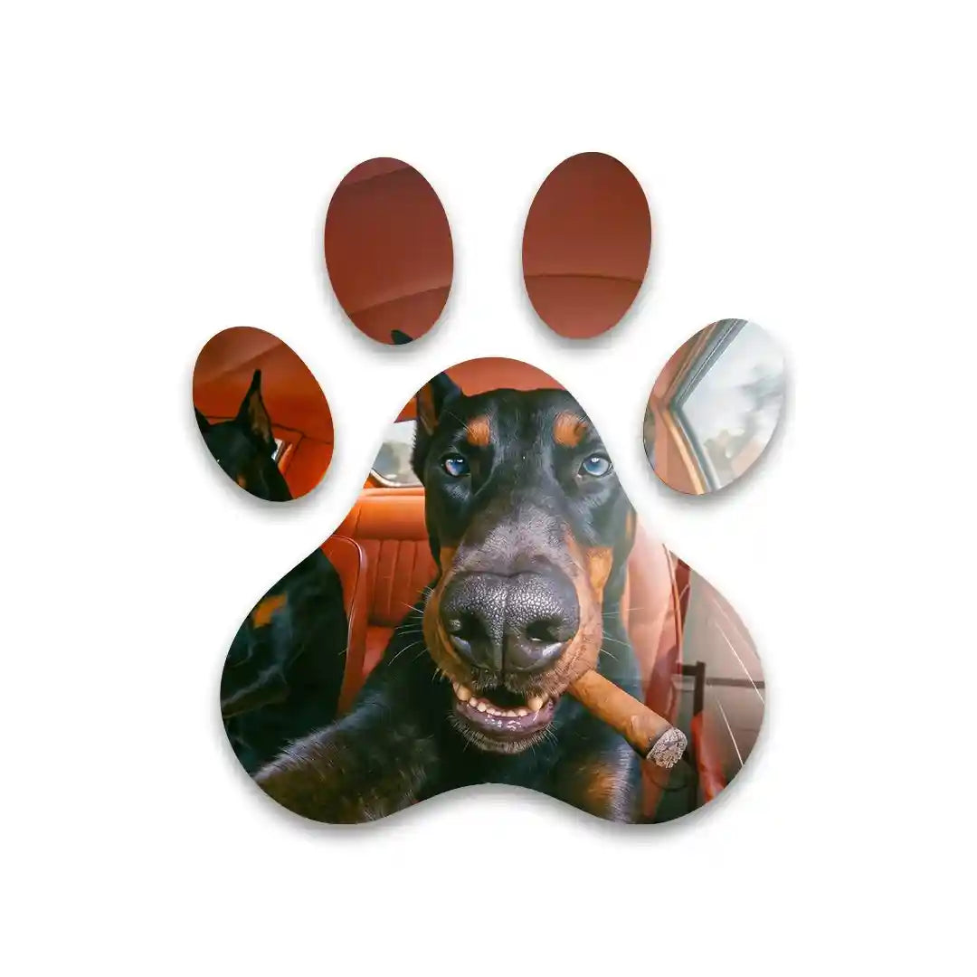 Cuadro Huella Canina | Doberman con Cigarro | Arte Decorativo Original