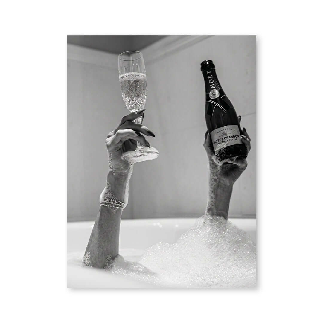 Cuadro Póster Champaña en Bañera | Decoración Elegante