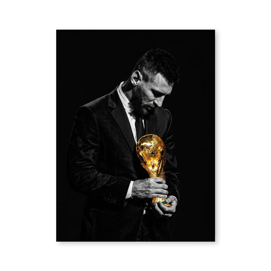 Cuadro Póster Lionel Messi Balón de Oro | Decoración de Fútbol