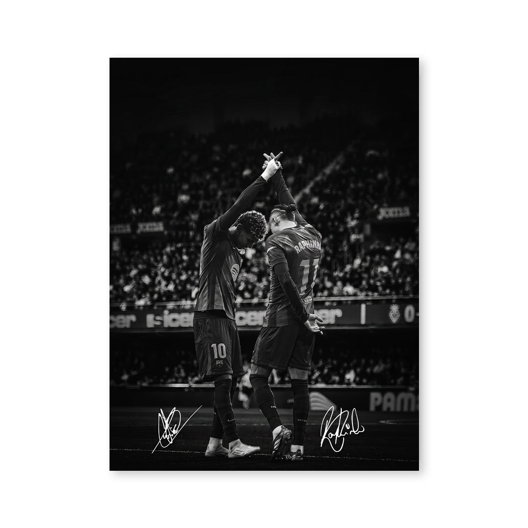 Cuadro Póster Lamine Yamal y Raphinha | Decoración de Fútbol