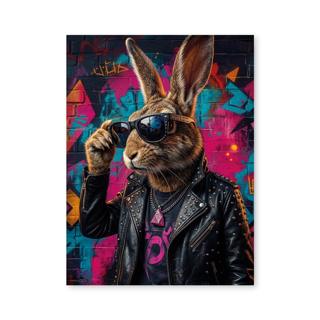 Cuadro Póster Conejo Rockero | Decoración Pop Art