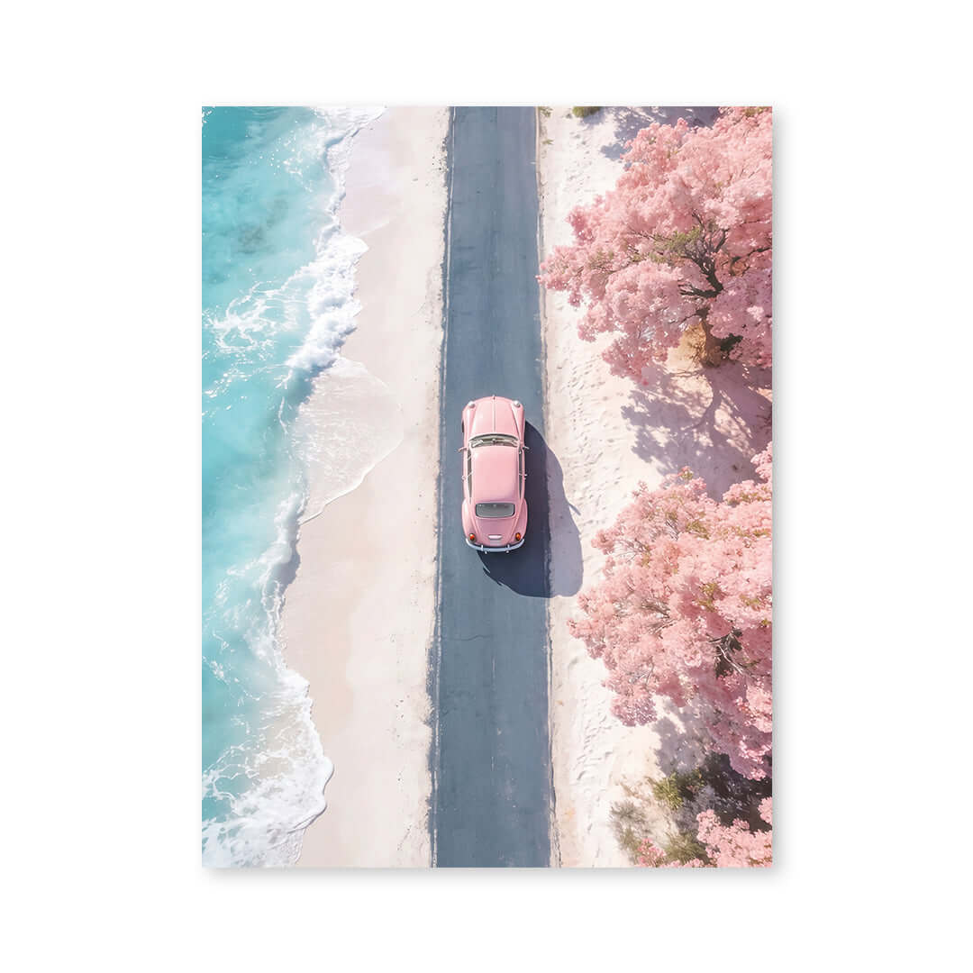 Cuadro Póster Furgoneta junto al Mar | Decoración Pastel