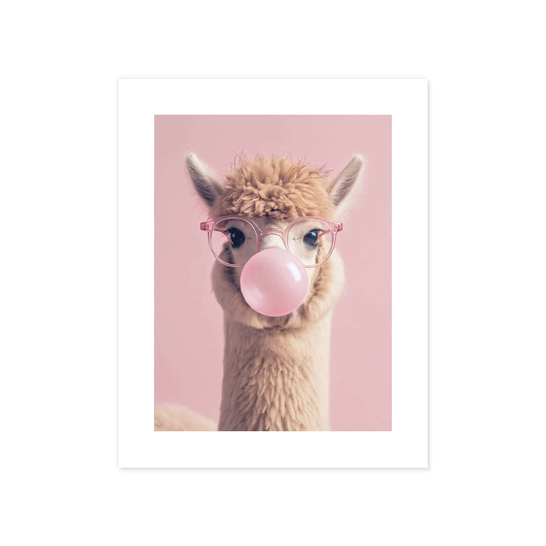Cuadro Póster Llama con Chicle | Decoración Rosa Pastel