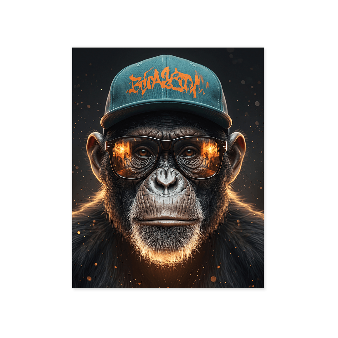 Cuadro Póster Mono con Gorra | Decoración Urbana Moderna
