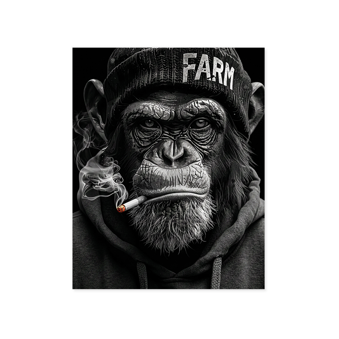Cuadro Póster Mono FARM | Decoración Urbana en Blanco y Negro