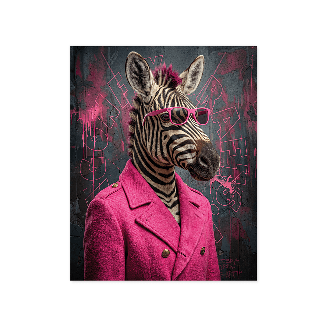 Cuadro Póster Zebra con Traje Rosa | Decoración Moderna