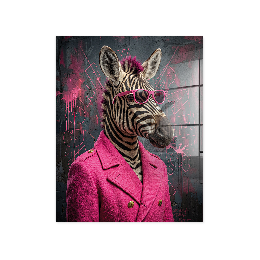 Cuadro Póster Zebra con Traje Rosa | Decoración Moderna