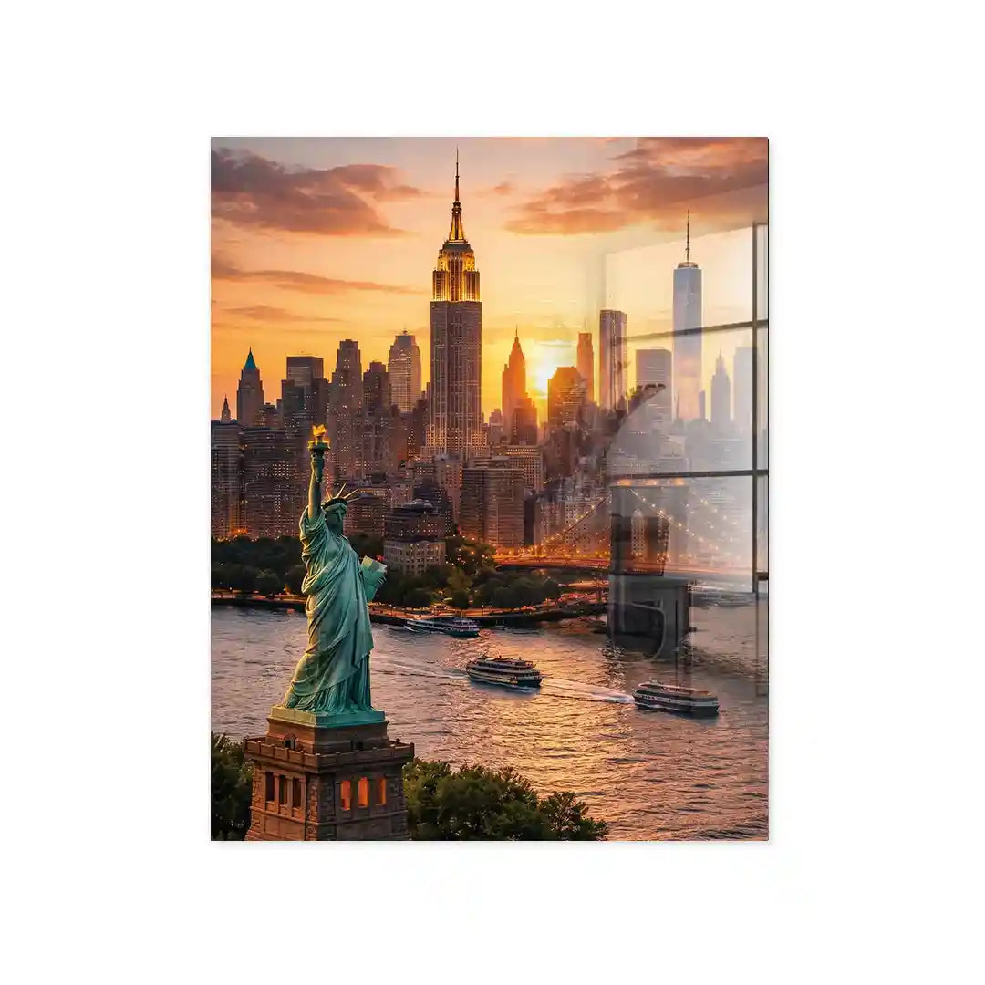 Cuadro Póster New York y Estatua de la Libertad