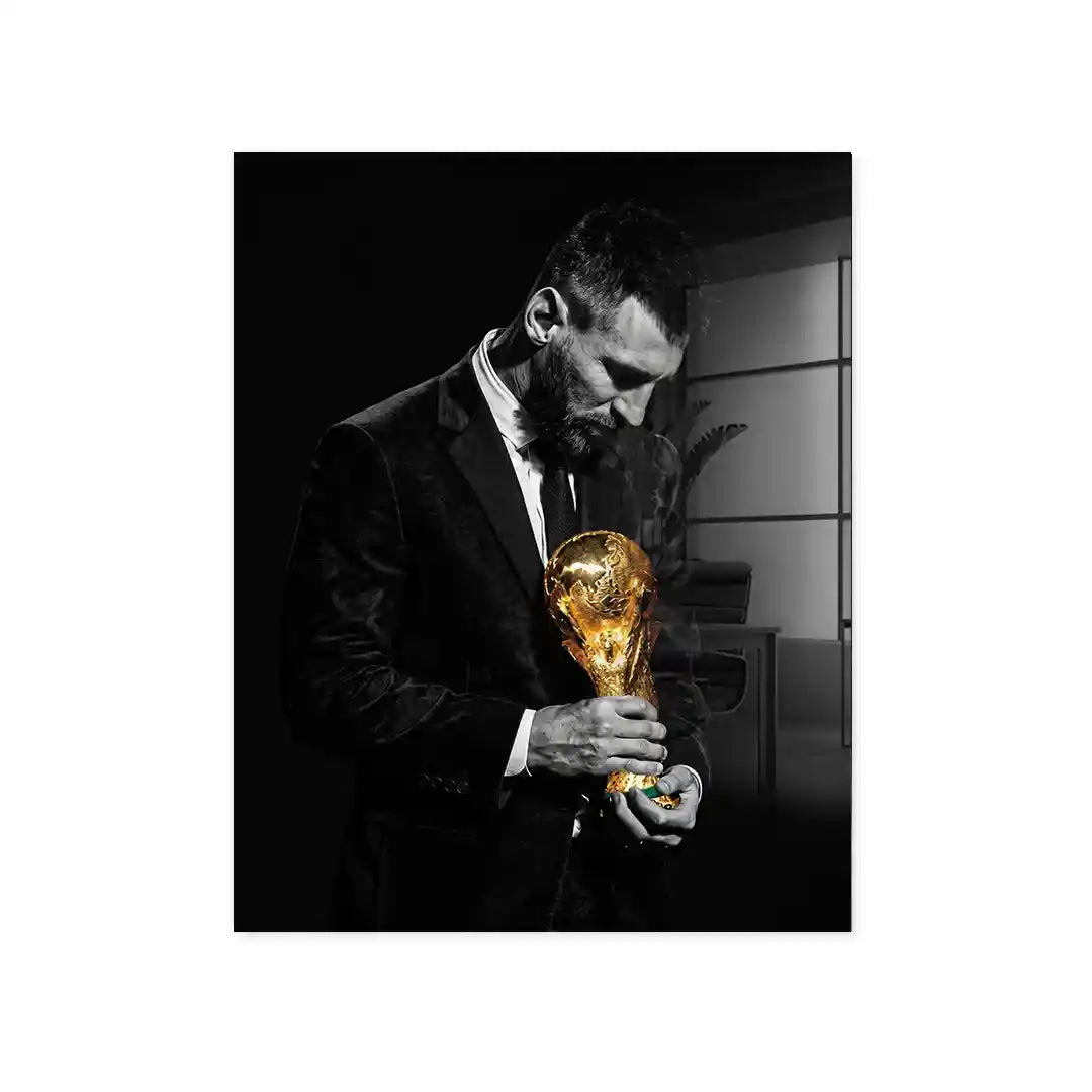 Cuadro Póster Lionel Messi Balón de Oro | Decoración de Fútbol