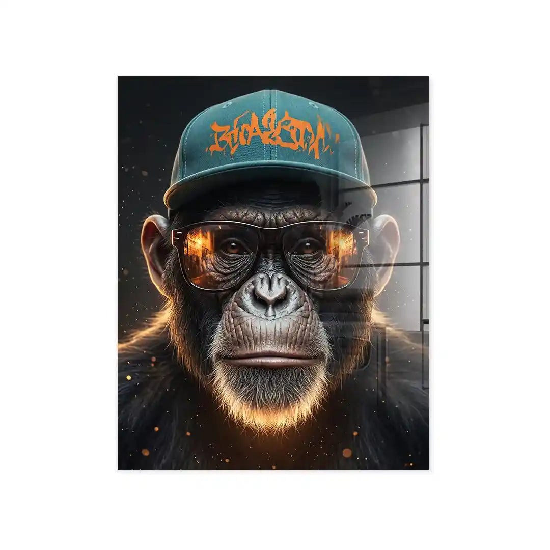 Cuadro Póster Mono con Gorra | Decoración Urbana Moderna