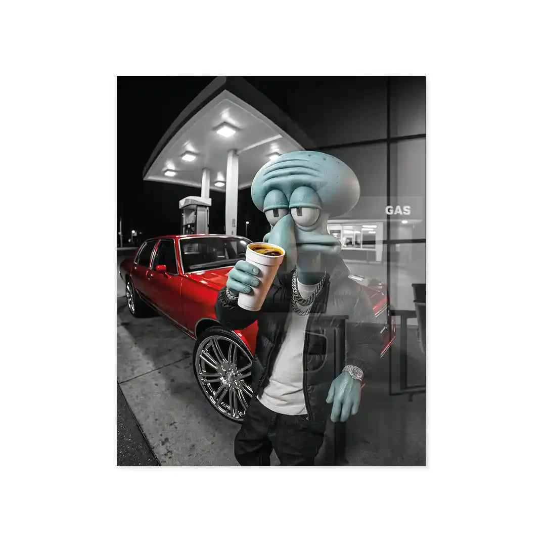 Cuadro Póster Calamardo | Midnight Coffee | Urban Mood
